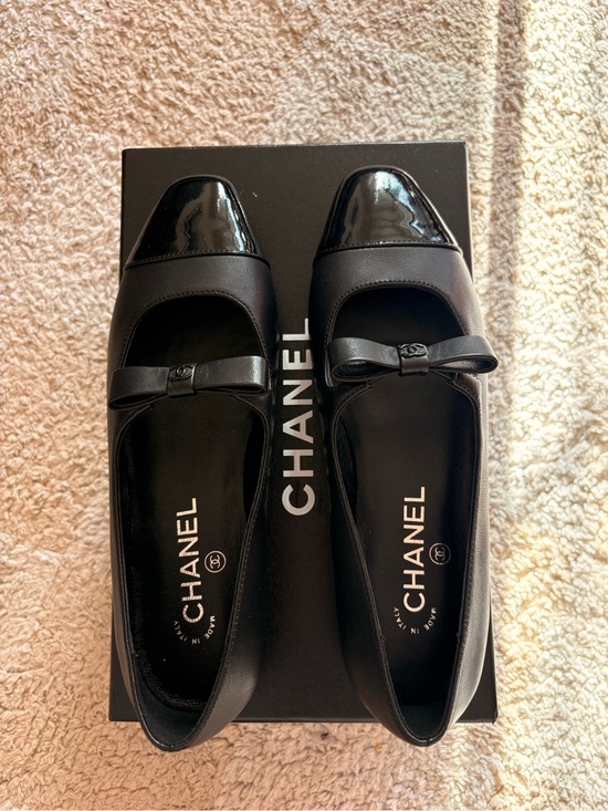 CHANEL Shoes - Authentic CHANEL Black Patent Cap-Toe Bow Ballet Flats - Asia Exclusive FW 25